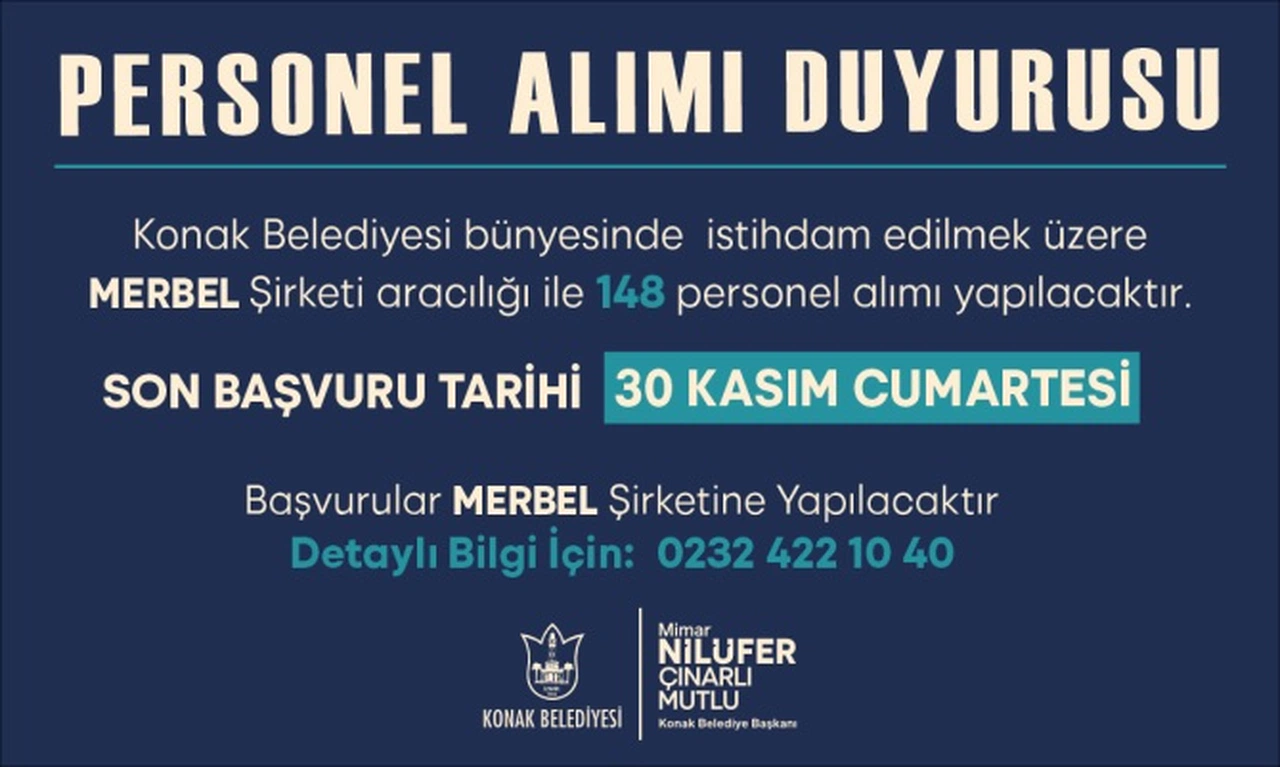 Konak Belediyesi 148 Personel Alımı İlanı Yayınladı