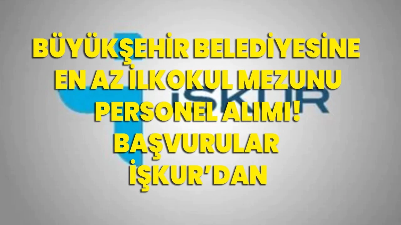 Büyükşehir ve İlçe Belediyelerine En Az İlkokul Mezunu Personel Alımı Başladı! Şoför, Hemşire, İşçi, Bakım Personeli