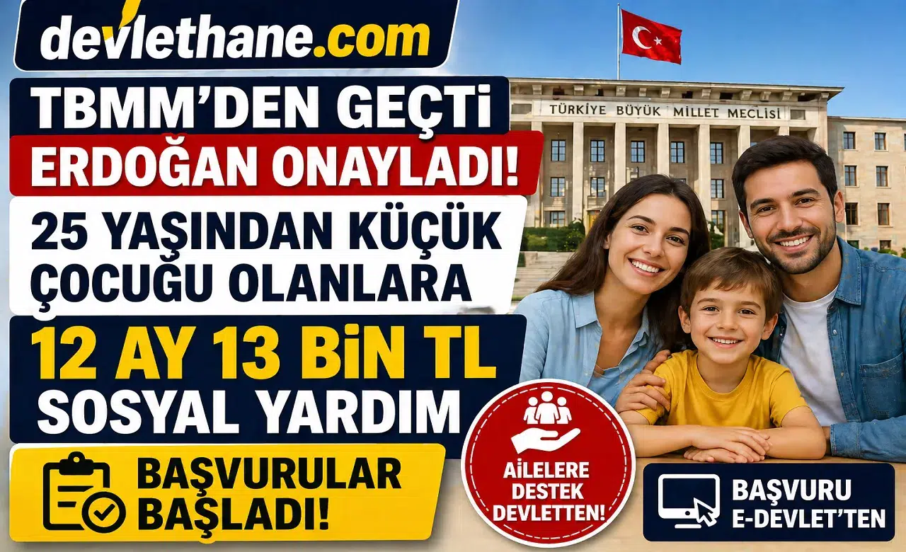 TBMM’den Geçti, Cumhurbaşkanı Onayladı: 25 Yaş Altı Çocuğu Olan Ailelere 12 Ay Boyunca 13 Bin TL Destek!