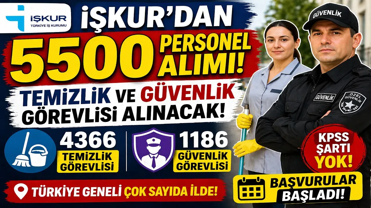 İŞKUR 5500 Temizlik ve Güvenlik Görevlisi Alımı Başladı! KPSS Şartı Yok, Başvurular Açık