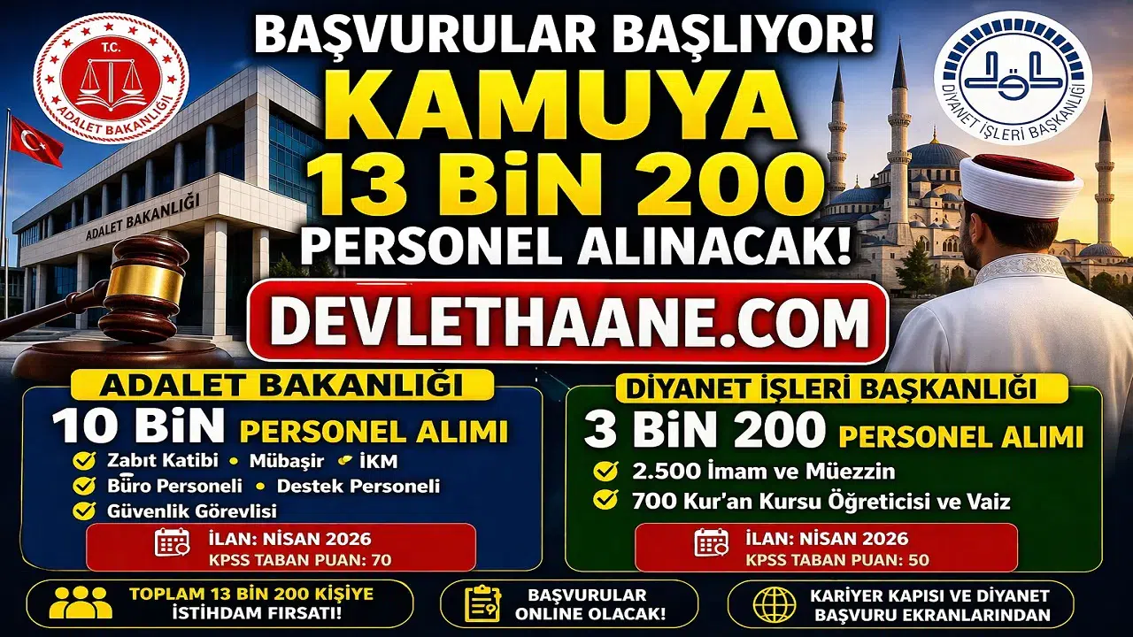 Başvurular Başlıyor: Kamuya 13 Bin 200 Personel Alımı! Nisan 2026 Büyük İstihdam Paketi