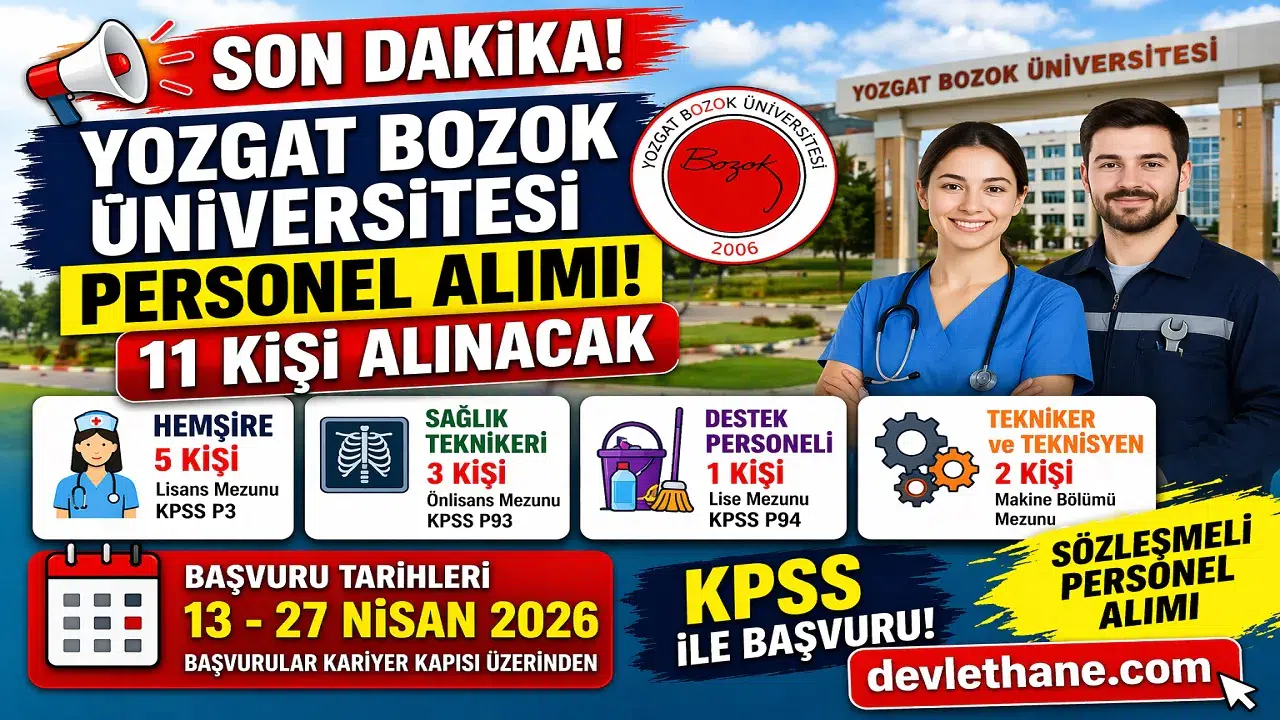 Yozgat Bozok Üniversitesi 11 Personel Alımı Yapacak! Başvurular Başladı