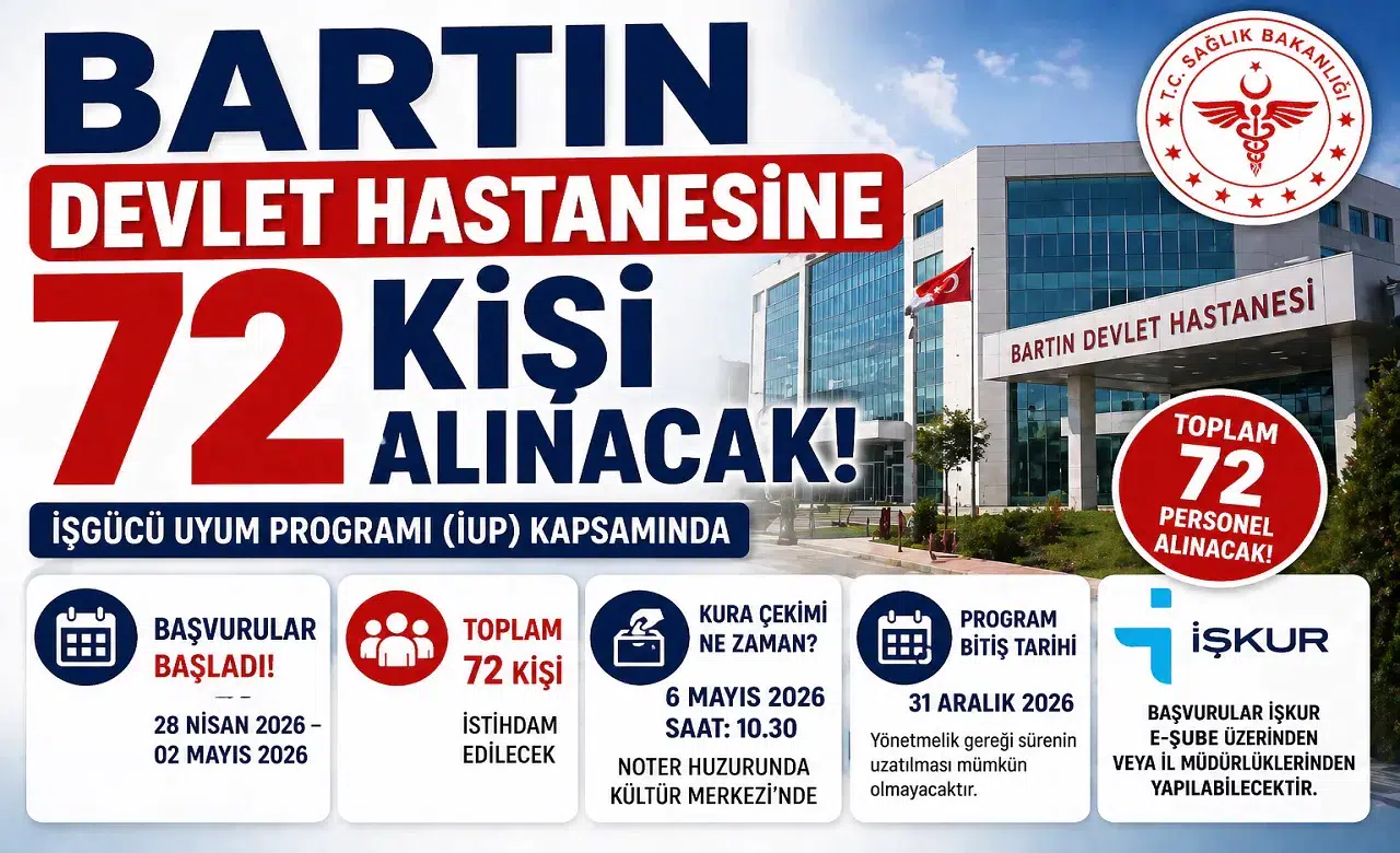 Bartın Devlet Hastanesi’ne 72 Personel Alımı Başladı! İŞKUR İUP Başvuru Detayları Açıklandı
