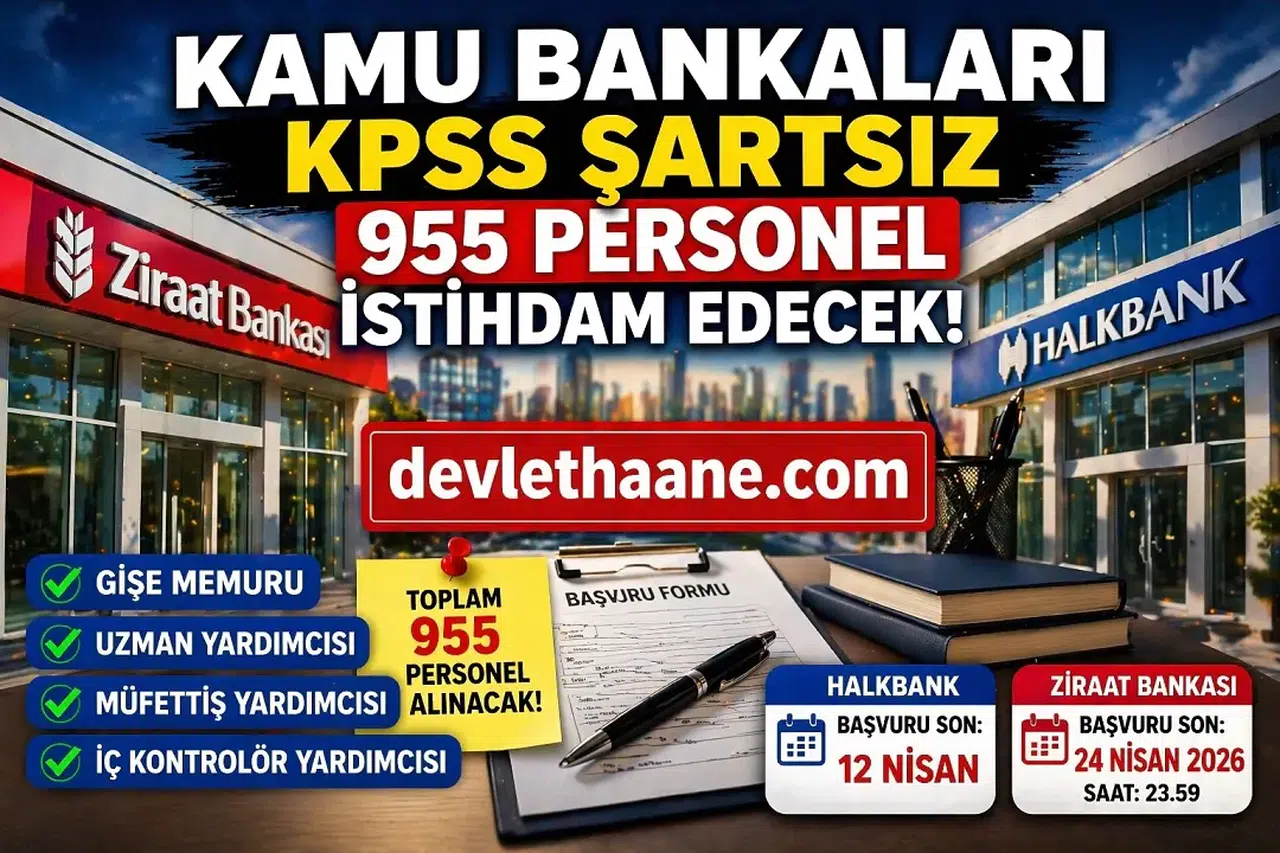 Kamu Bankaları KPSS Şartsız 955 Personel Alımı Başladı! Gişe, Uzman ve Müfettiş Kadroları Açıldı