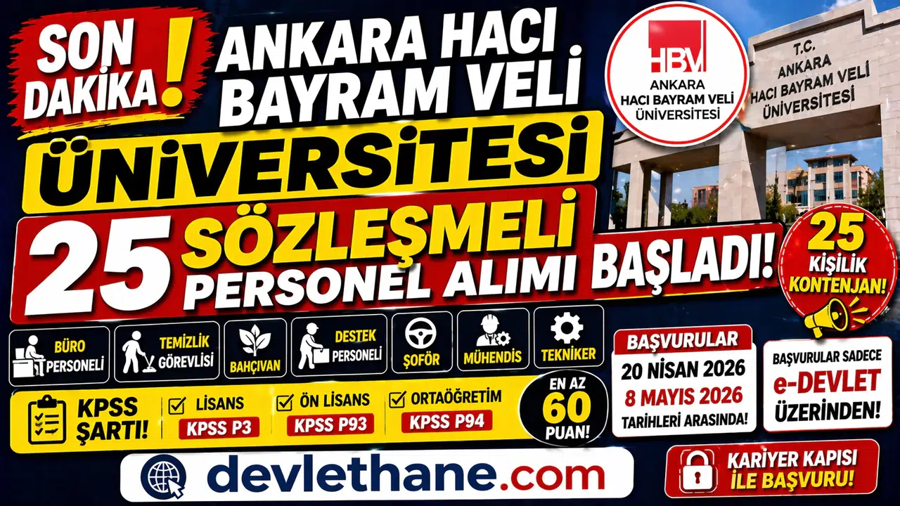 Ankara Hacı Bayram Veli Üniversitesi 25 Personel Alımı Başladı! Başvurular e-Devlet’te Açıldı