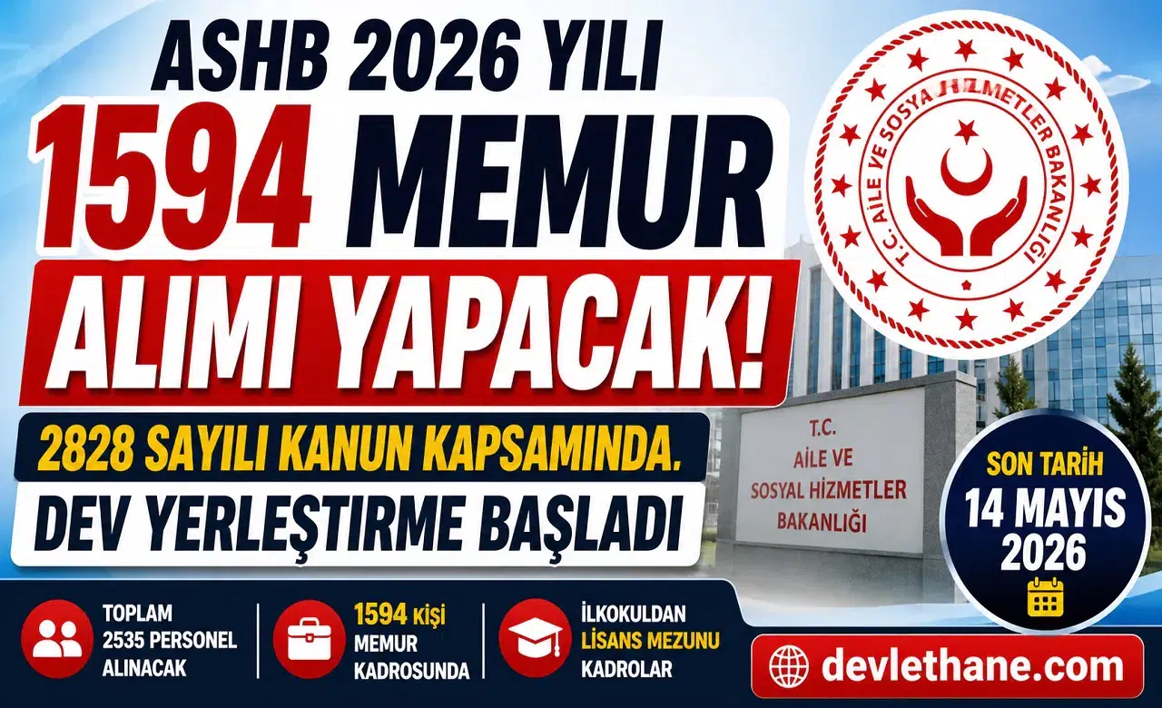 ASHB 2026 Yılı 1594 Memur Alımı Yapacak! 2828 Sayılı Kanun Kapsamında Dev Yerleştirme Başladı