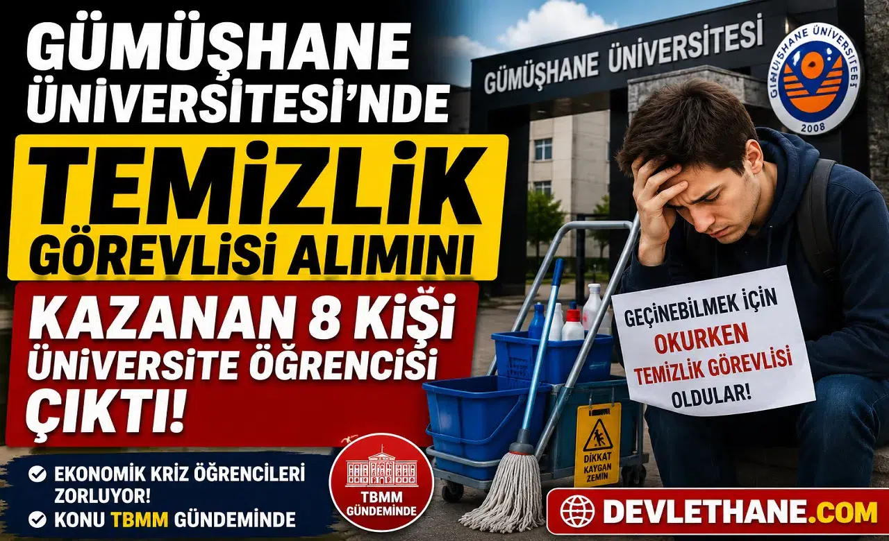 Gümüşhane Üniversitesi’nde Temizlik Görevlisi Kadrosunu Kazanan 8 Kişi Üniversite Öğrencisi Çıktı