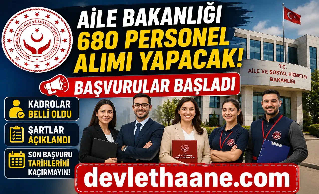Aile Bakanlığı 680 Personel Alımı Yapacak: Başvurular Başladı, Kadrolar ve Şartlar Belli Oldu