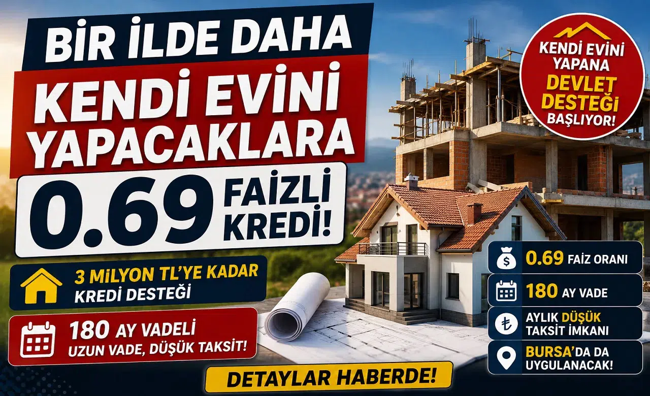Kendi Evini Yapacaklara Dev Destek: 0.69 Faizli 180 Ay Vadeli Konut Kredisi Başlıyor