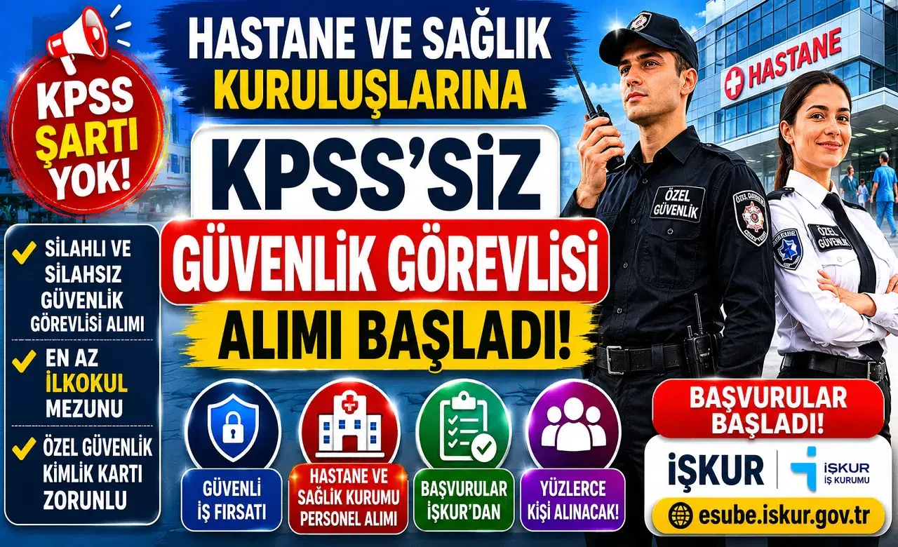 Hastane ve Sağlık Kuruluşlarına KPSS’siz Güvenlik Görevlisi Alımı Başladı! Başvurular İŞKUR’dan Yapılıyor
