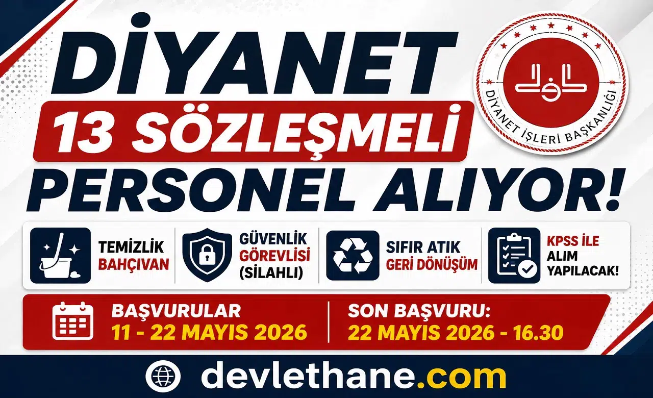 Diyanet 13 Sözleşmeli Personel Alımı Başladı! KPSS 60 Puanla Güvenlik, Temizlik ve Bahçıvan Kadroları Açıldı