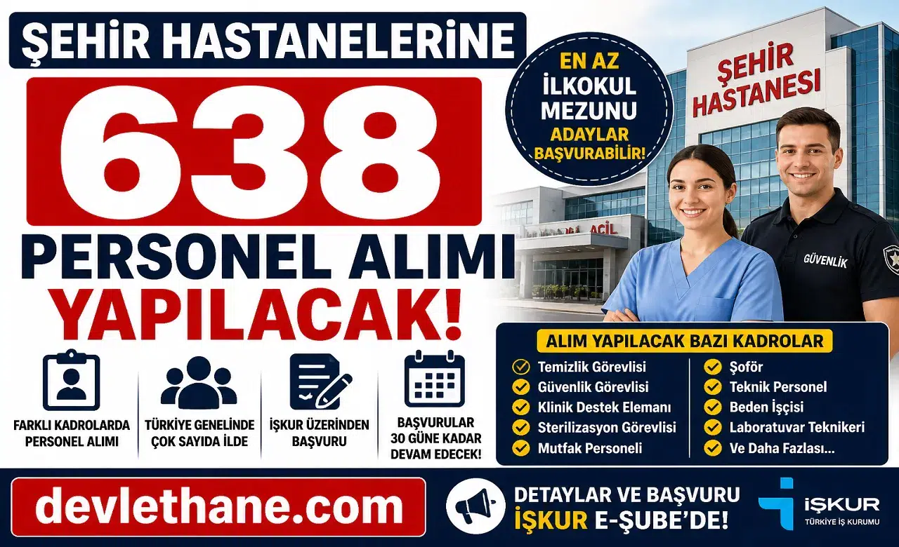 Şehir Hastanelerine 638 Personel Alımı Başladı: Çok Sayıda Kadro ve İl İçin Büyük Fırsat