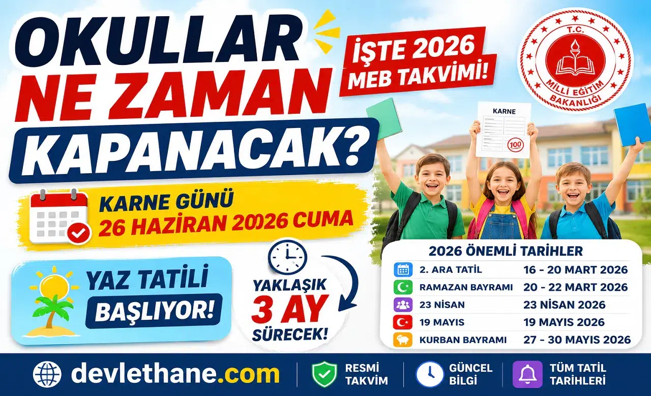 Okullar Ne Zaman Kapanacak? 2026 Yaz Tatili Tarihi ve MEB Takvimi Açıklandı