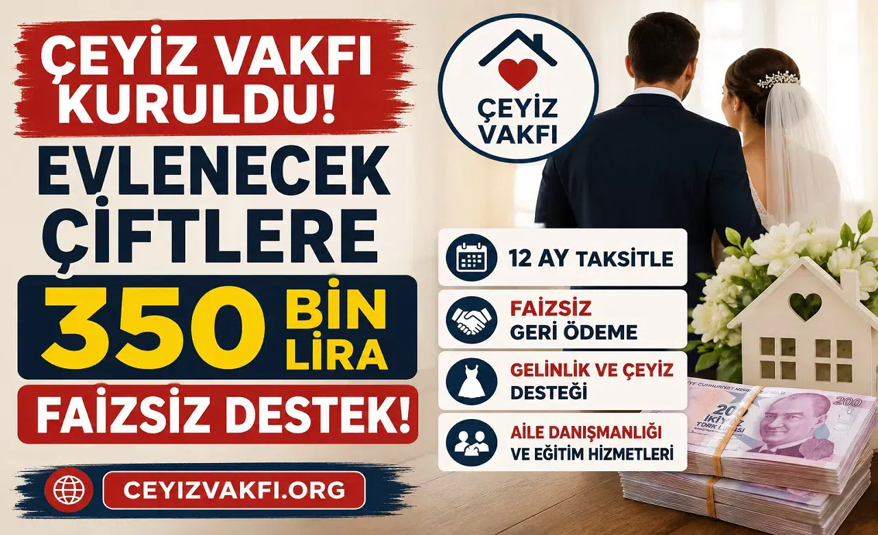Çeyiz Vakfı’ndan Evlenecek Çiftlere Büyük Destek: 350 Bin TL Faizsiz Evlilik Kredisi Başladı