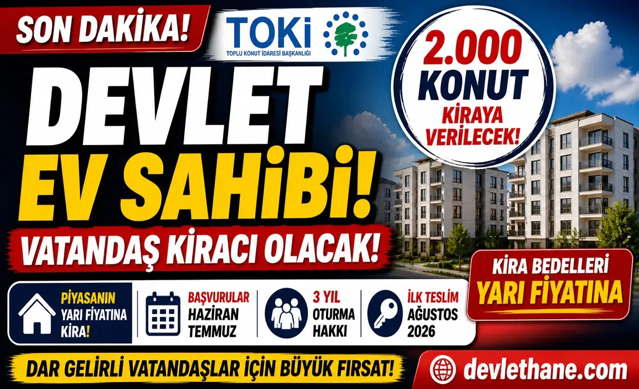 Devlet Ev Sahibi Oluyor: TOKİ 2 Bin Kiralık Sosyal Konut İçin Başvuru Tarihi Açıklandı