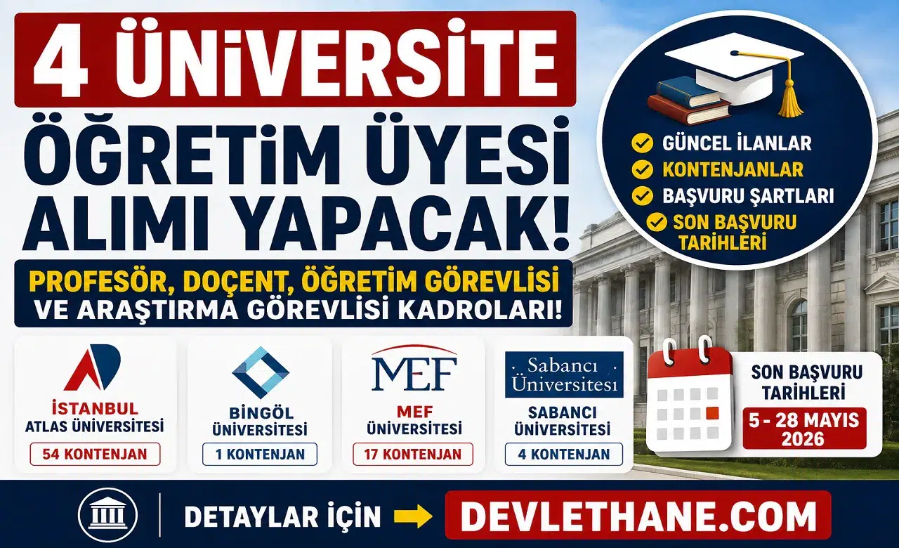 4 Üniversite Akademik Personel Alımı Yapacak! Profesör, Doçent ve Öğretim Görevlisi Kadroları Açıldı