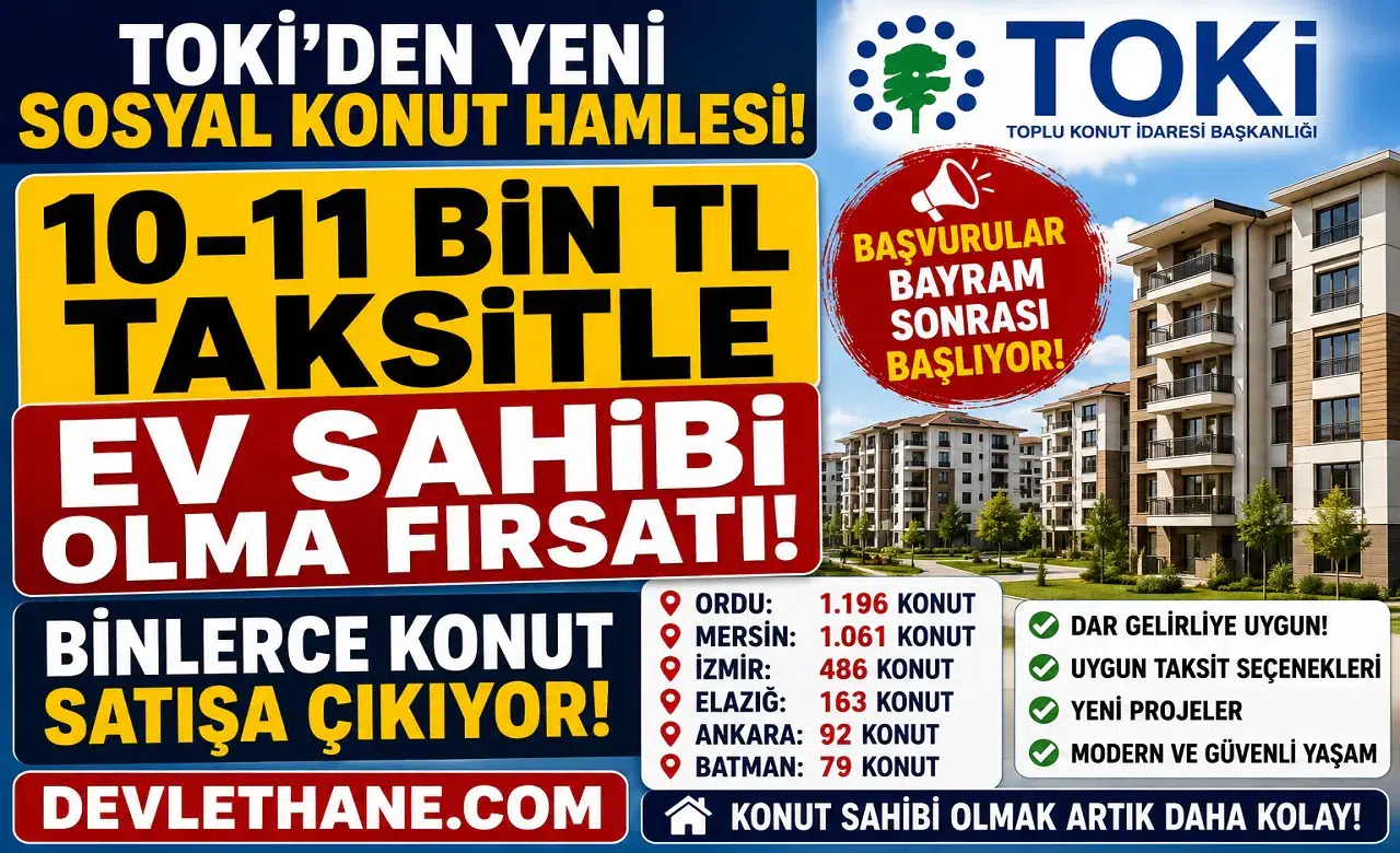 TOKİ’den Yeni Sosyal Konut Hamlesi: 10-11 Bin TL Taksitle Ev Sahibi Olma Fırsatı! İşte Konut Sayıları ve Proje Yapılacak İller