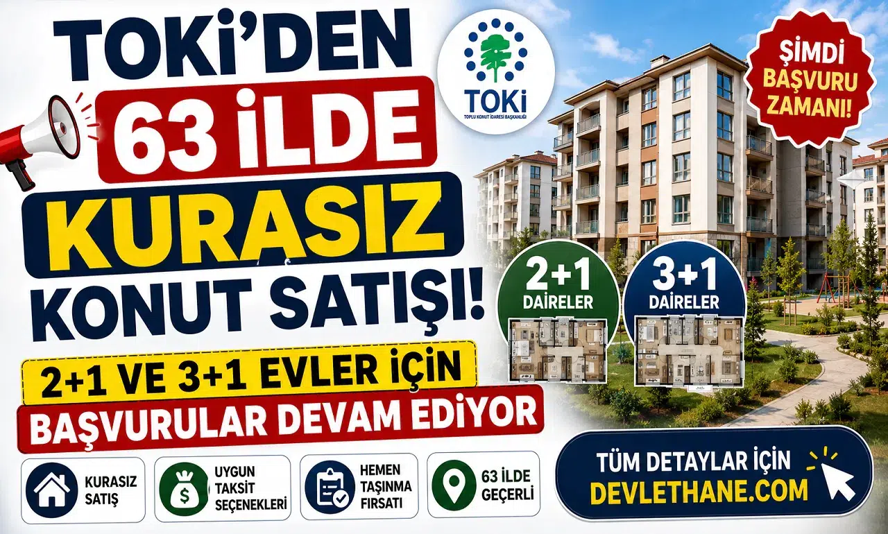 TOKİ'den 63 İlde Kurasız Konut Satışı! 2+1 ve 3+1 Evler İçin Başvurular Devam Ediyor