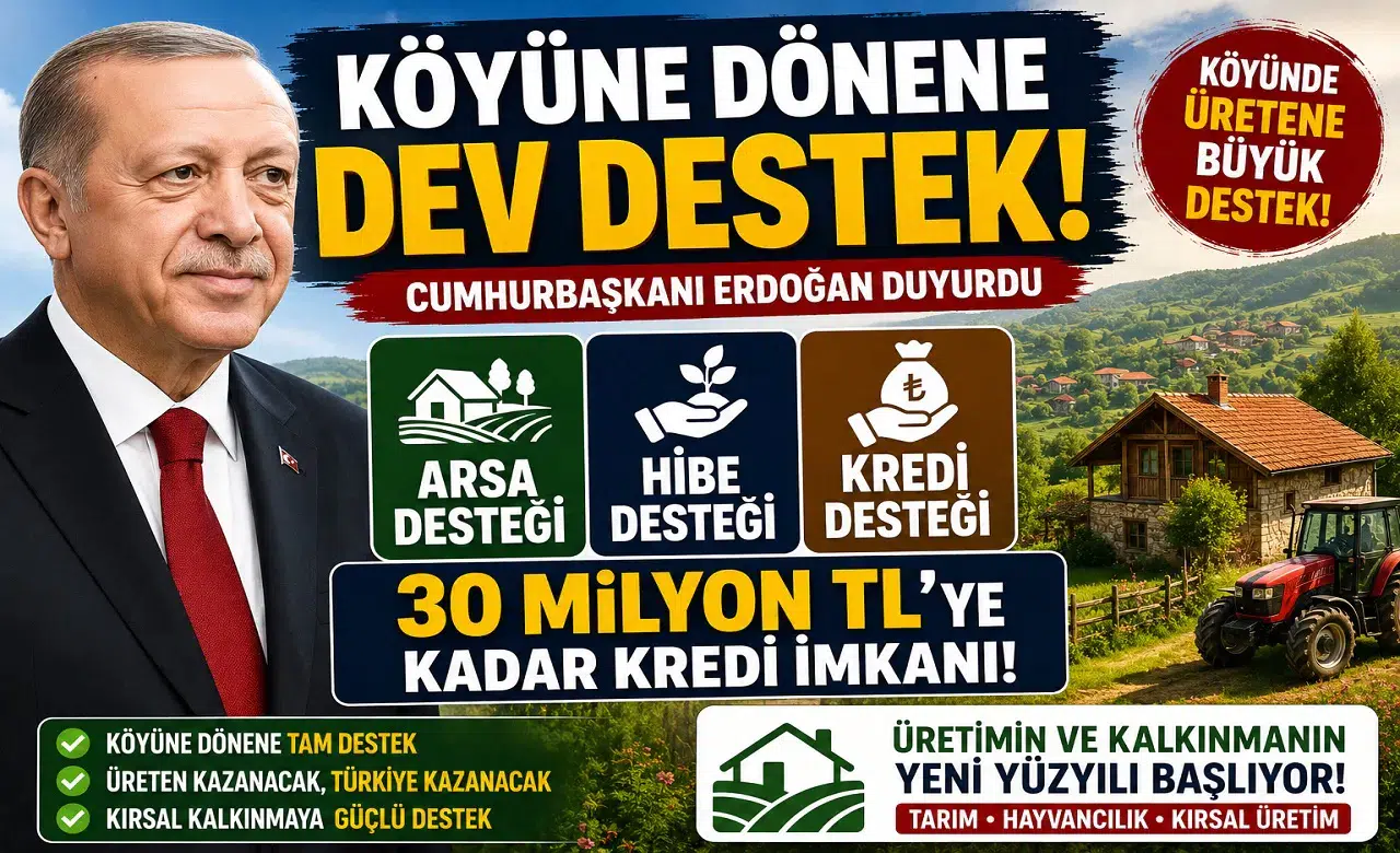 Köyüne Dönene Dev Destek! Arsa, Hibe ve 30 Milyon TL’ye Kadar Kredi İmkanı Açıklandı