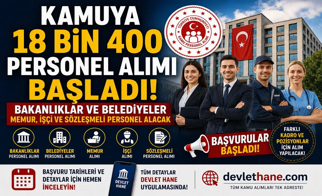 Kamuya 18 Bin 400 Personel Alımı Başladı! Bakanlıklar ve Belediyeler Memur, İşçi ve Sözleşmeli Personel Alacak