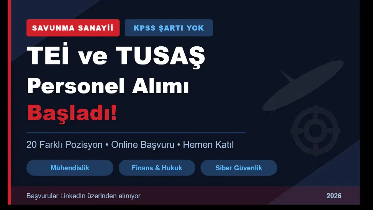 TEİ ve TUSAŞ Kapılarını Açıyor: KPSS Şartı Yok, Başvurular Başladı