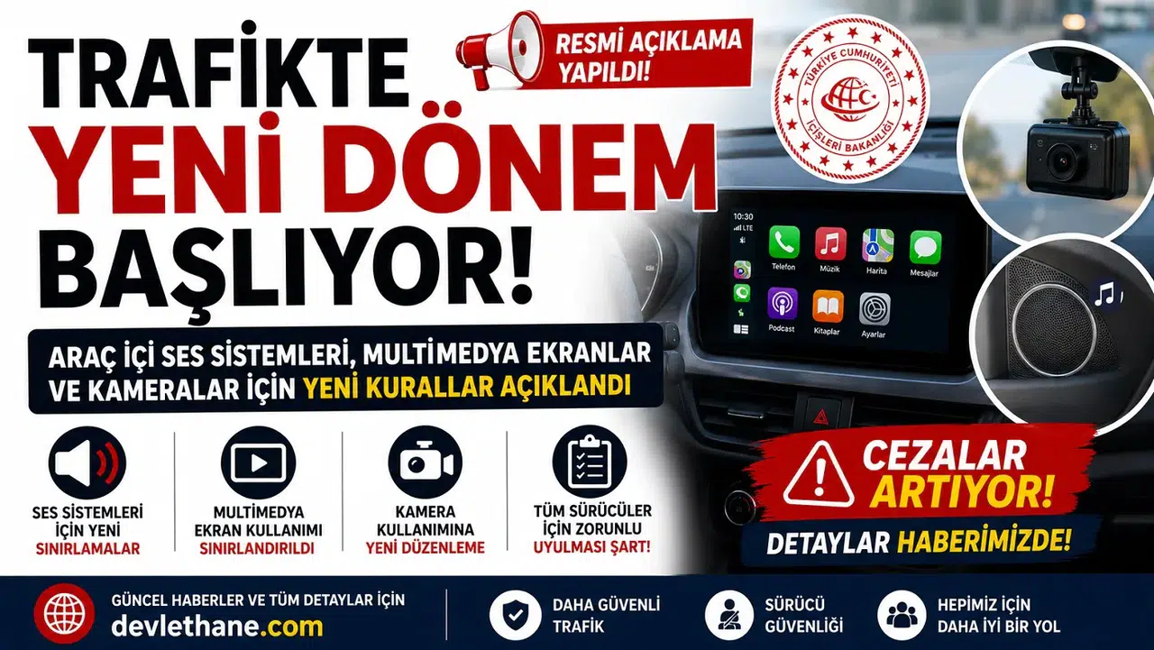 Trafikte Yeni Dönem Başlıyor! Araç İçi Ses Sistemleri, Multimedya Ekranlar ve Kameralar İçin Yeni Kurallar Açıklandı