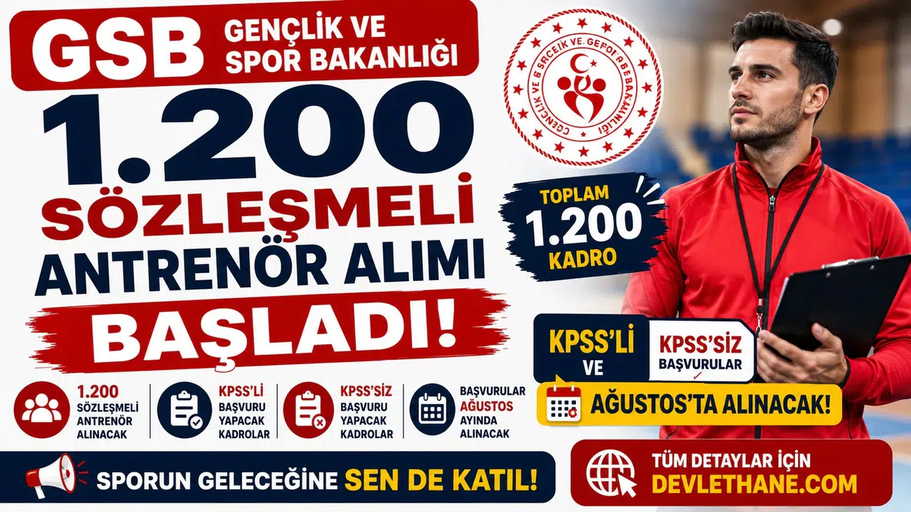 GSB 1.200 Sözleşmeli Antrenör Alımı Başladı! KPSS'li ve KPSS'siz Başvurular Ağustos'ta Alınacak