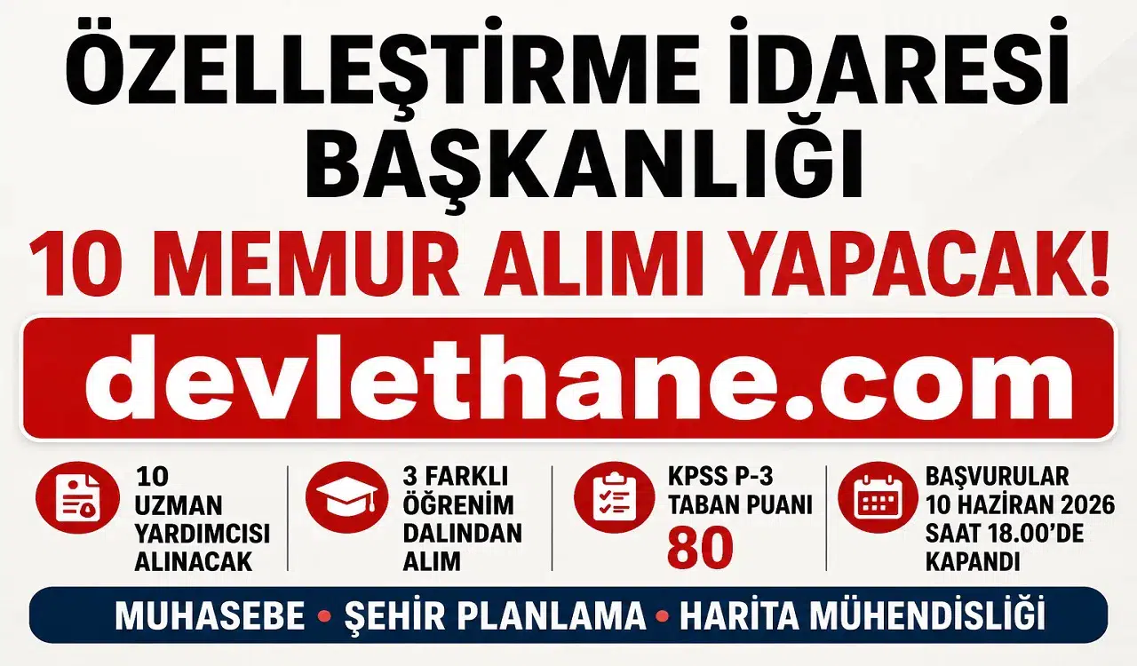 Özelleştirme İdaresi Başkanlığı 10 Uzman Yardımcısı Alımı Yapacak! KPSS 80 Puan Şartı ve Sözlü Sınav Detayları Açıklandı