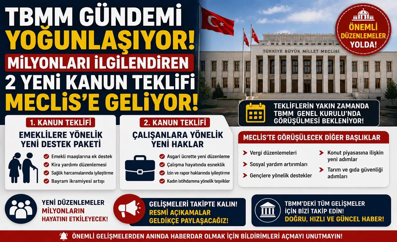 TBMM Gündemi Yoğunlaşıyor! Milyonları İlgilendiren 2 Yeni Kanun Teklifi Meclis’e Geliyor