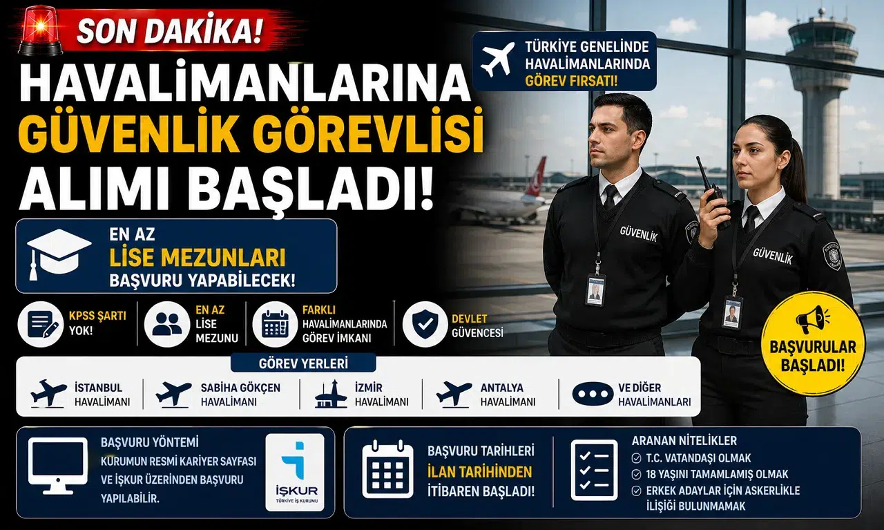 Havalimanlarına Güvenlik Görevlisi Alımı Başladı! En Az Lise Mezunları Başvuru Yapabilecek