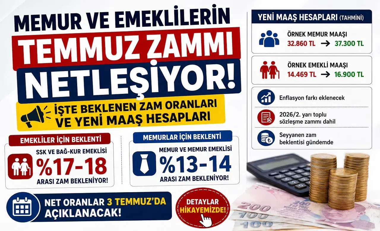 Memur ve Emeklilerin Temmuz Zammı Netleşiyor! İşte Beklenen Zam Oranları ve Yeni Maaş Hesapları