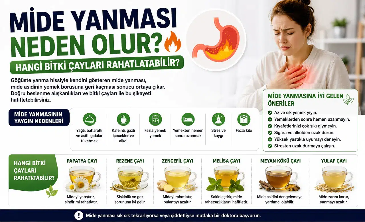 Mide Yanması Neden Olur? Hangi Bitki Çayları Rahatlatabilir?