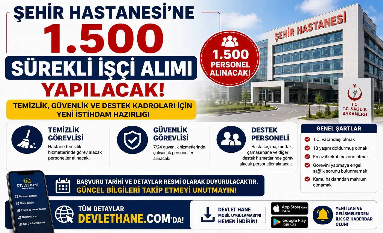 Şehir Hastanesi'ne 1.500 Sürekli İşçi Alımı Yapılacak! Temizlik, Güvenlik ve Destek Kadroları İçin Yeni İstihdam Hazırlığı