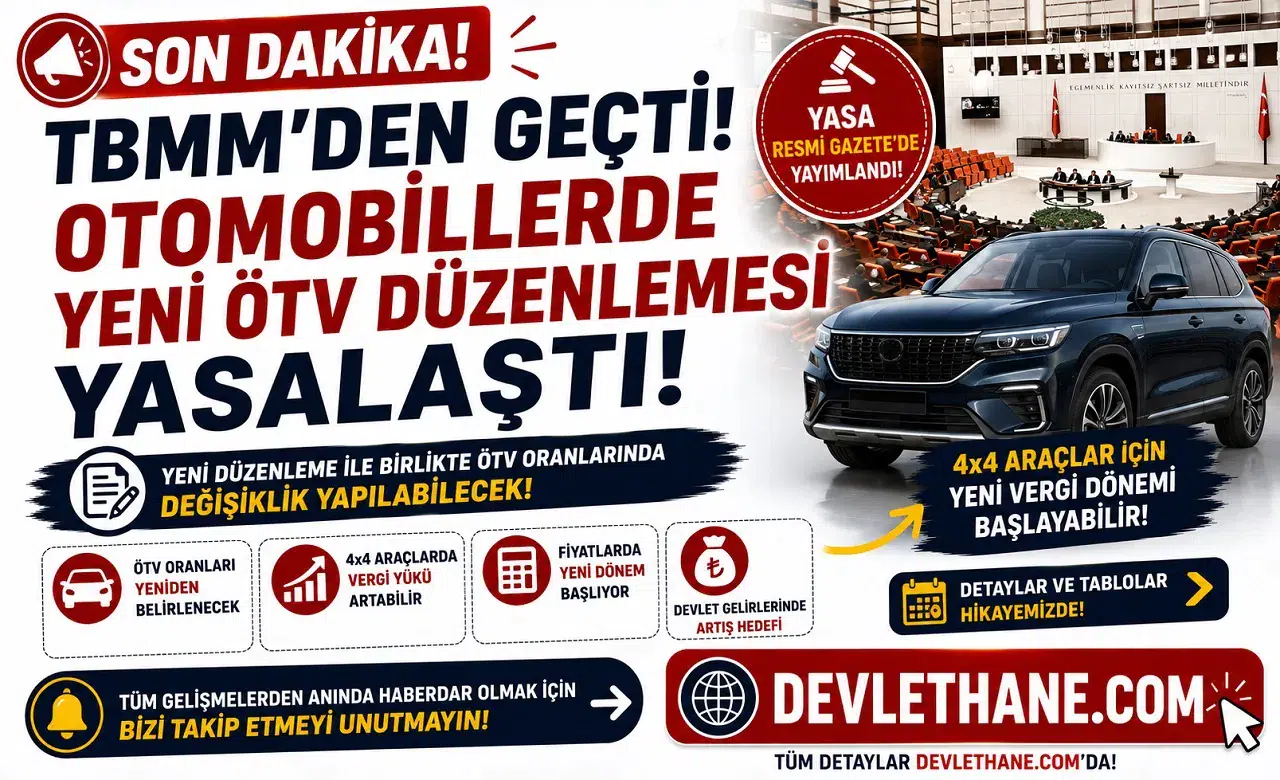 TBMM'den Geçti! Otomobillerde Yeni ÖTV Düzenlemesi Yasalaştı: 4x4 Araçlar İçin Yeni Vergi Dönemi Başlayabilir