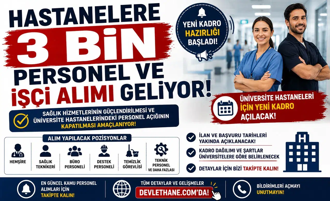 Hastanelere 3 Bin Personel ve İşçi Alımı Geliyor! Üniversite Hastaneleri İçin Yeni Kadro Hazırlığı Başladı