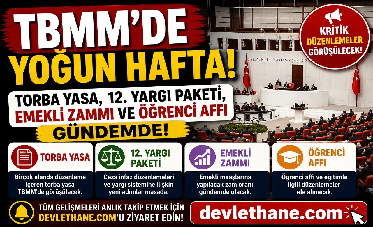 TBMM'de Yoğun Hafta! Torba Yasa, 12. Yargı Paketi, Emekli Zammı ve Öğrenci Affı Gündemde