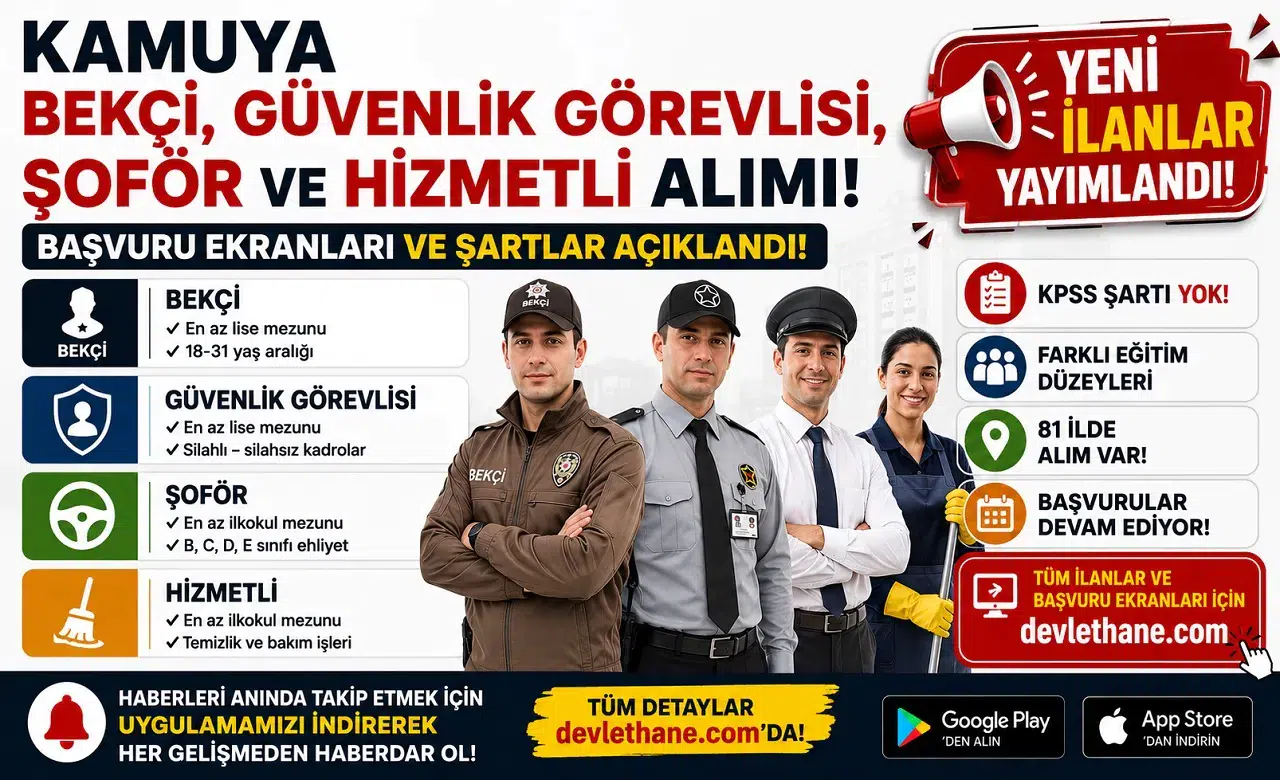 Kamuya Bekçi, Güvenlik Görevlisi, Şoför ve Hizmetli Alımı! Başvuru Ekranları ve Şartlar Açıklandı