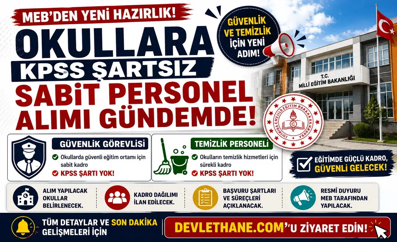 Okullara KPSS Şartsız Sabit Personel Alımı Gündemde! MEB'den Güvenlik ve Temizlik İçin Yeni Hazırlık