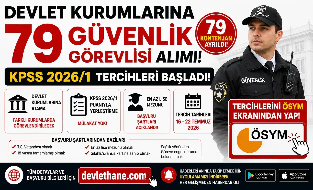 Devlet Kurumlarına 79 Güvenlik Görevlisi Alımı! KPSS 2026/1 Başvuru Şartları ve ÖSYM Tercih Ekranı