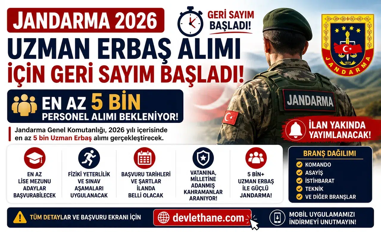 Jandarma 2026 Uzman Erbaş Alımı İçin Geri Sayım Başladı! En Az 5 Bin Personel Alımı Bekleniyor