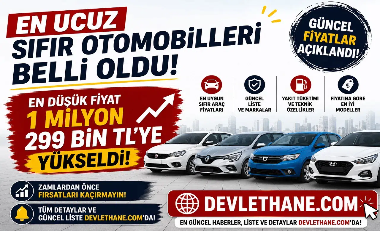 En Ucuz Sıfır Otomobilleri Belli Oldu! En Düşük Fiyat 1 Milyon 299 Bin TL'ye Yükseldi