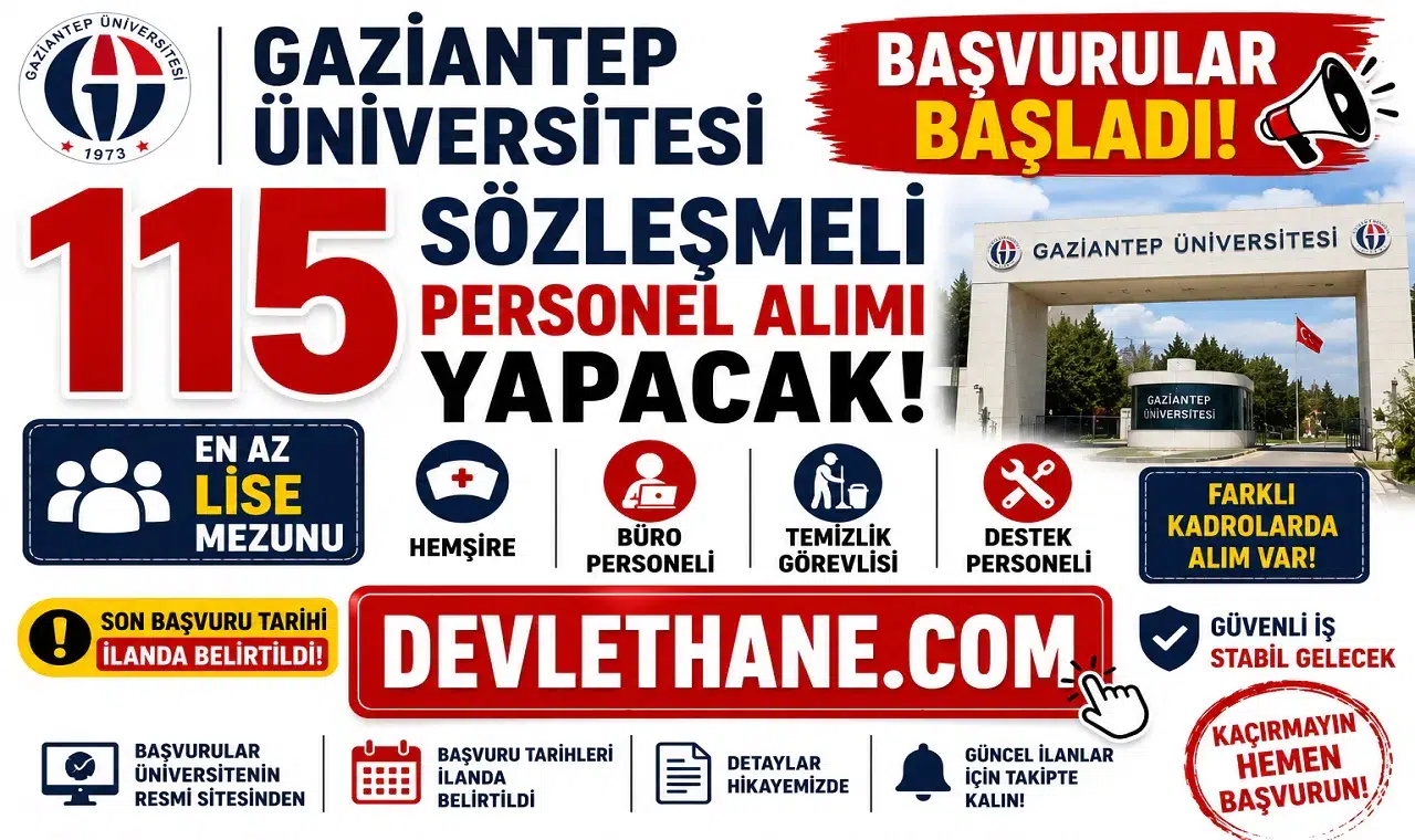 Gaziantep Üniversitesi 115 Sözleşmeli Personel Alımı Yapacak! Başvurular Başladı
