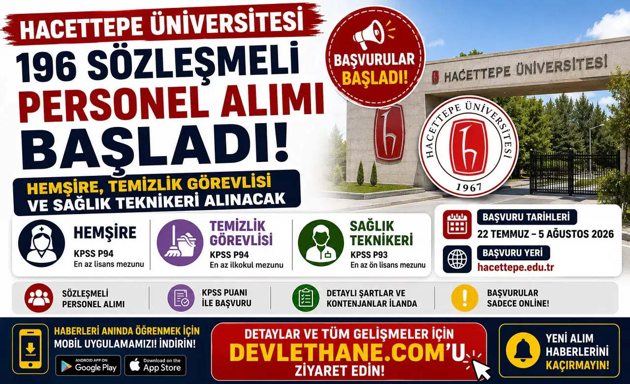 Hacettepe Üniversitesi 196 Sözleşmeli Personel Alımı Başladı! Hemşire, Temizlik Görevlisi ve Sağlık Teknikeri Alınacak