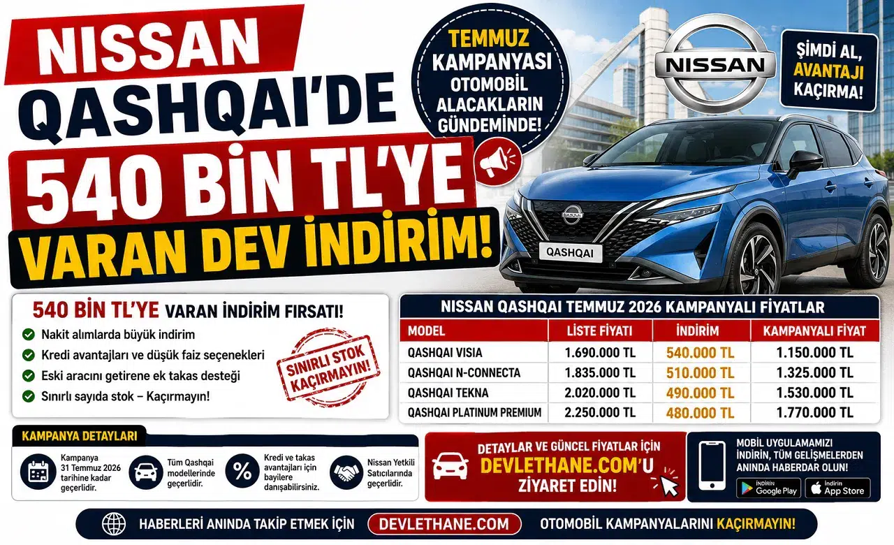 Nissan Qashqai'de 540 Bin TL'ye Varan Dev İndirim! Temmuz Kampanyası Otomobil Alacakların Gündeminde