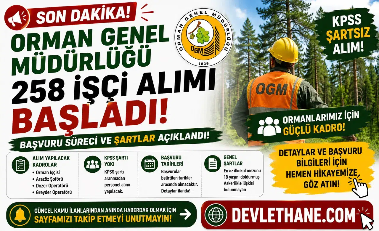 Orman Genel Müdürlüğü 258 İşçi Alımı Başladı! KPSS Şartsız Başvuru Süreci ve Şartlar Açıklandı