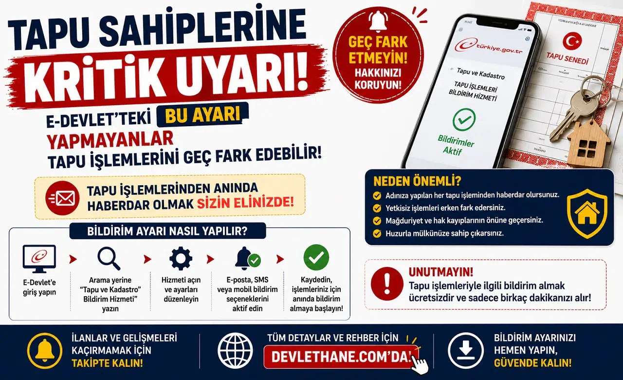 Tapu Sahiplerine Kritik Uyarı! E-Devlet'teki Bu Ayarı Yapmayanlar Tapu İşlemlerini Geç Fark Edebilir