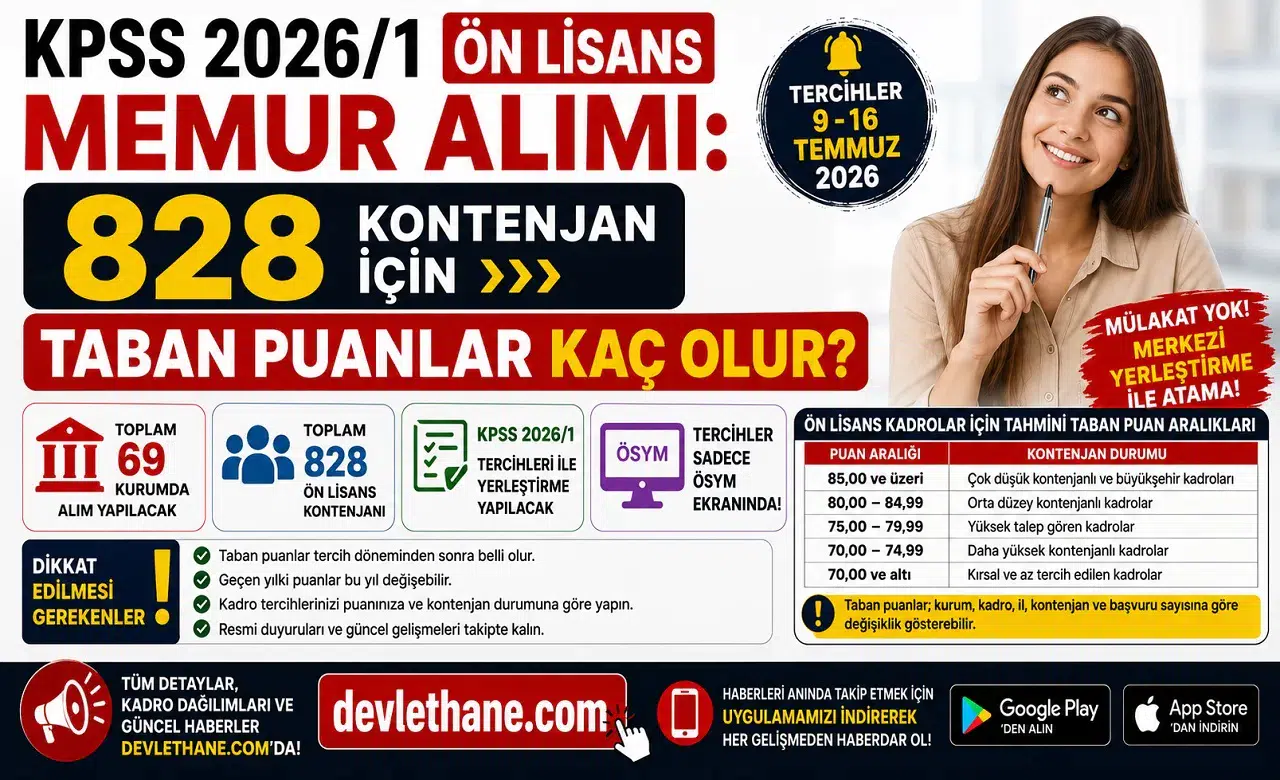 KPSS 2026/1 Ön Lisans Memur Alımı: 828 Kontenjan İçin Taban Puanlar Kaç Olur?