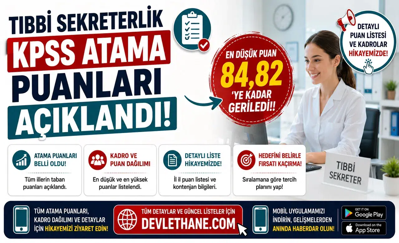Tıbbi Sekreterlik KPSS Atama Puanları Açıklandı! En Düşük Puan 84,82’ye Kadar Geriledi