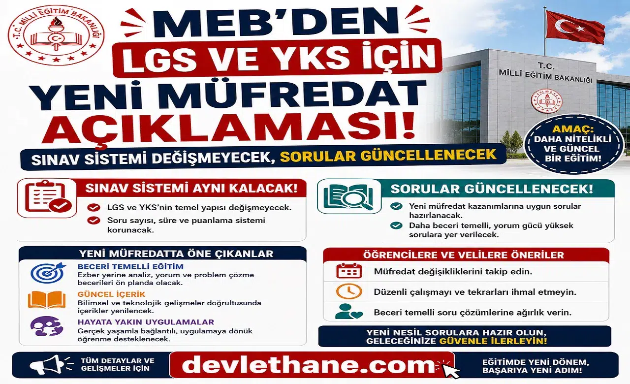 MEB’den LGS ve YKS İçin Yeni Müfredat Açıklaması: Sınav Sistemi Değişmeyecek, Sorular Güncellenecek