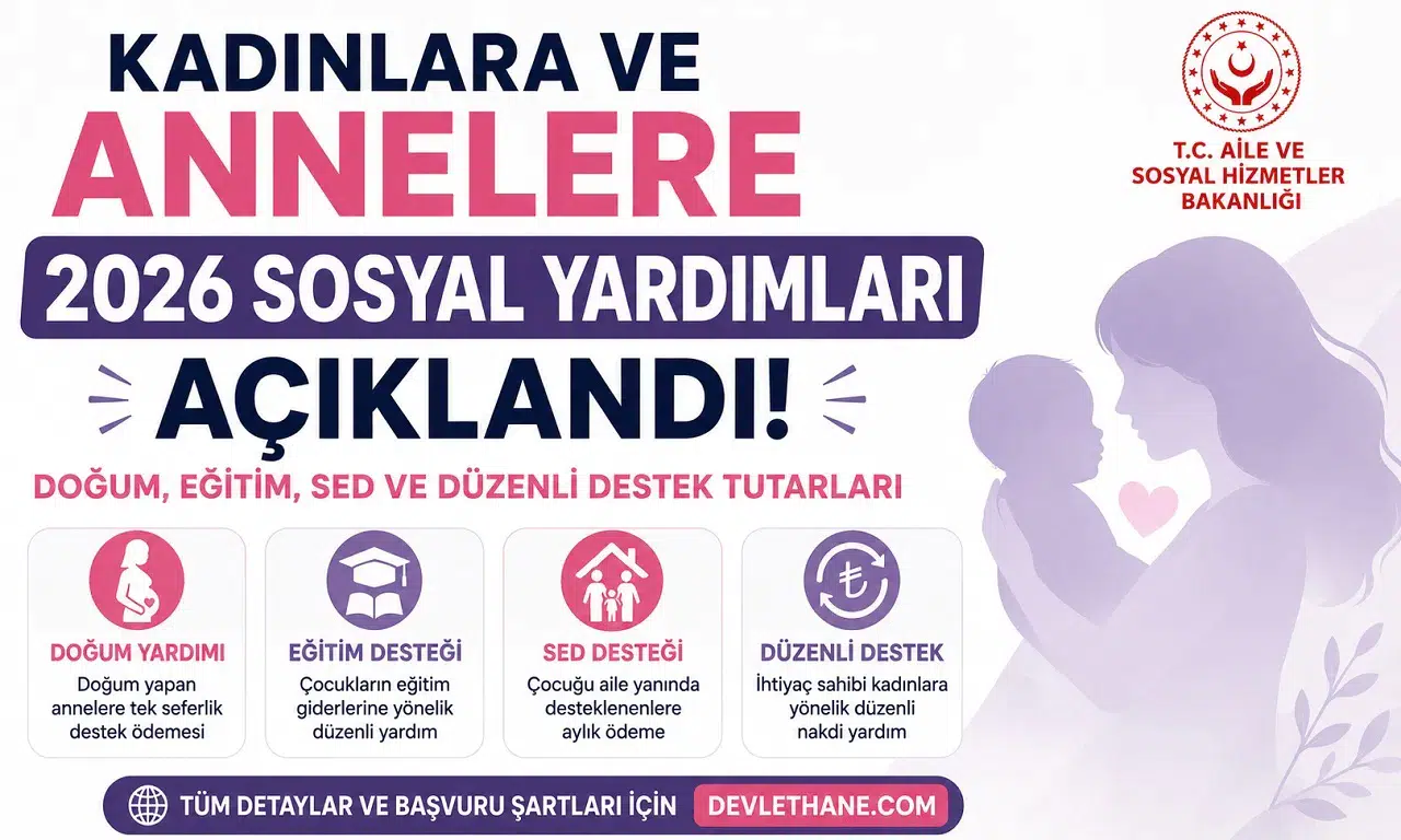 Kadınlara ve Annelere 2026 Sosyal Yardımları Açıklandı! Doğum, Eğitim, SED ve Düzenli Destek Tutarları